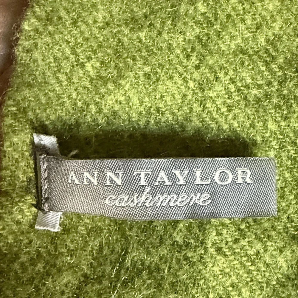 Ann Taylor Cashmere Long Scarf with Fringe with Green Ombre Wide Stripe. Unisex.